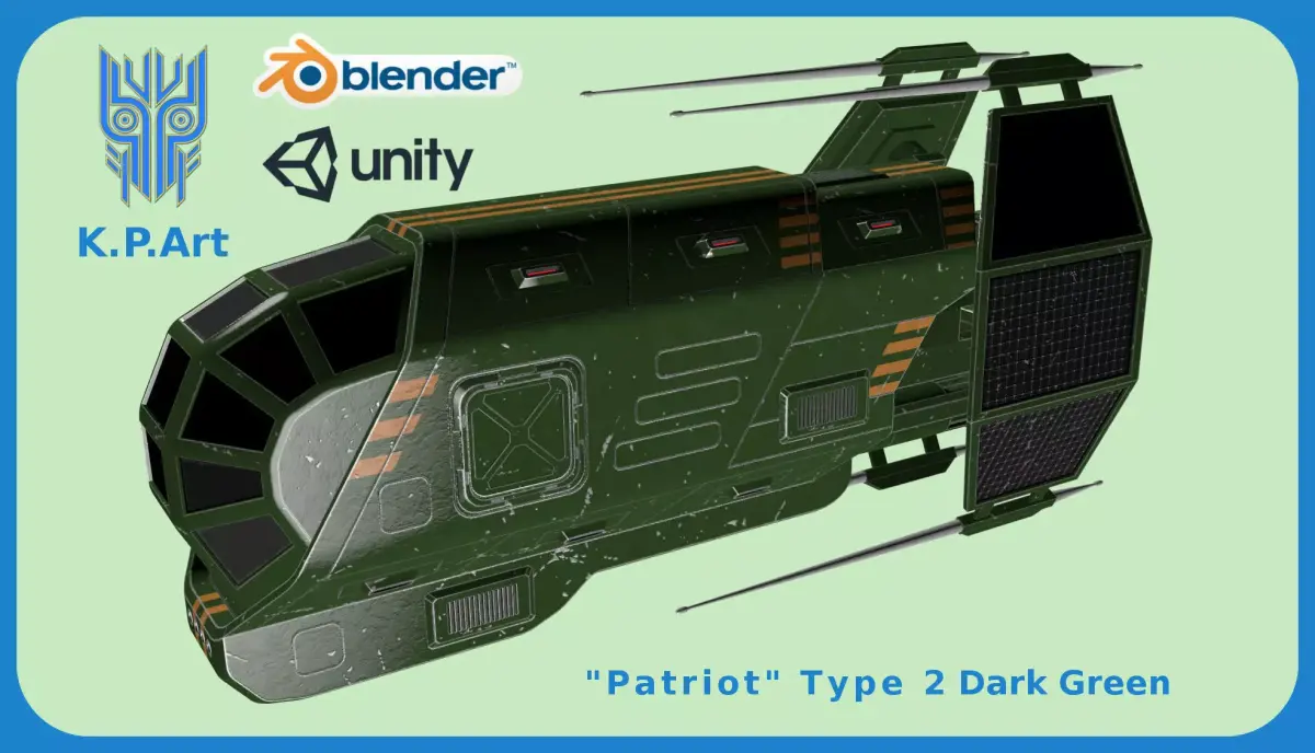 Spaceship Patriot Type 2 Dark Green Low-poly 3D model