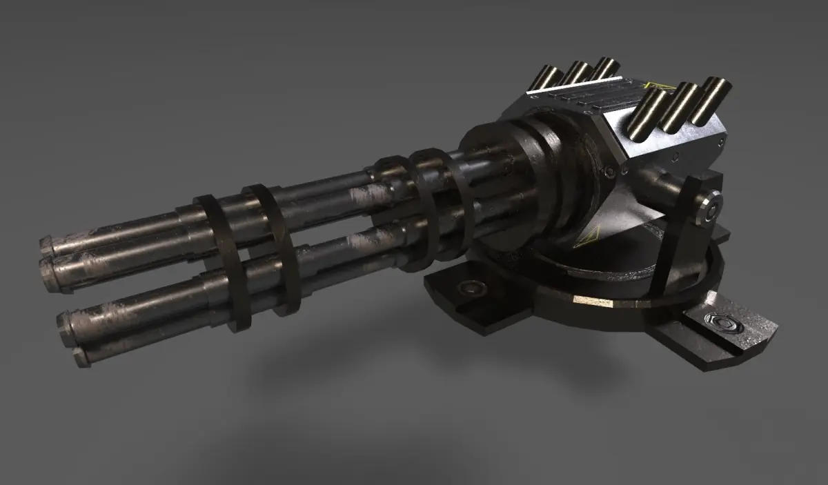Gatling Gun - Spaceship Gun Textured Low-poly 3D model