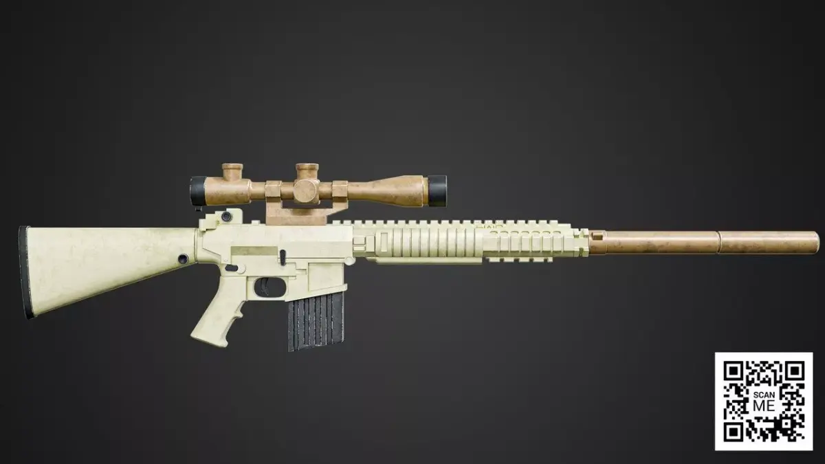 Desert Sniper Rifle  Realistic Low Poly 3D Model PBR Textures Low-poly 3D model