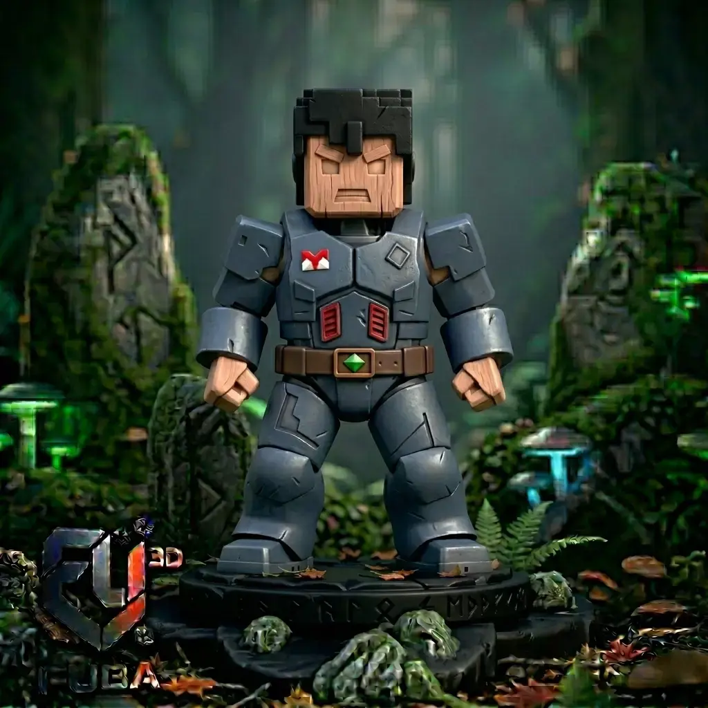 Block-Man Space Marine Stylized Armored Mini Figure PM-176 3D print model