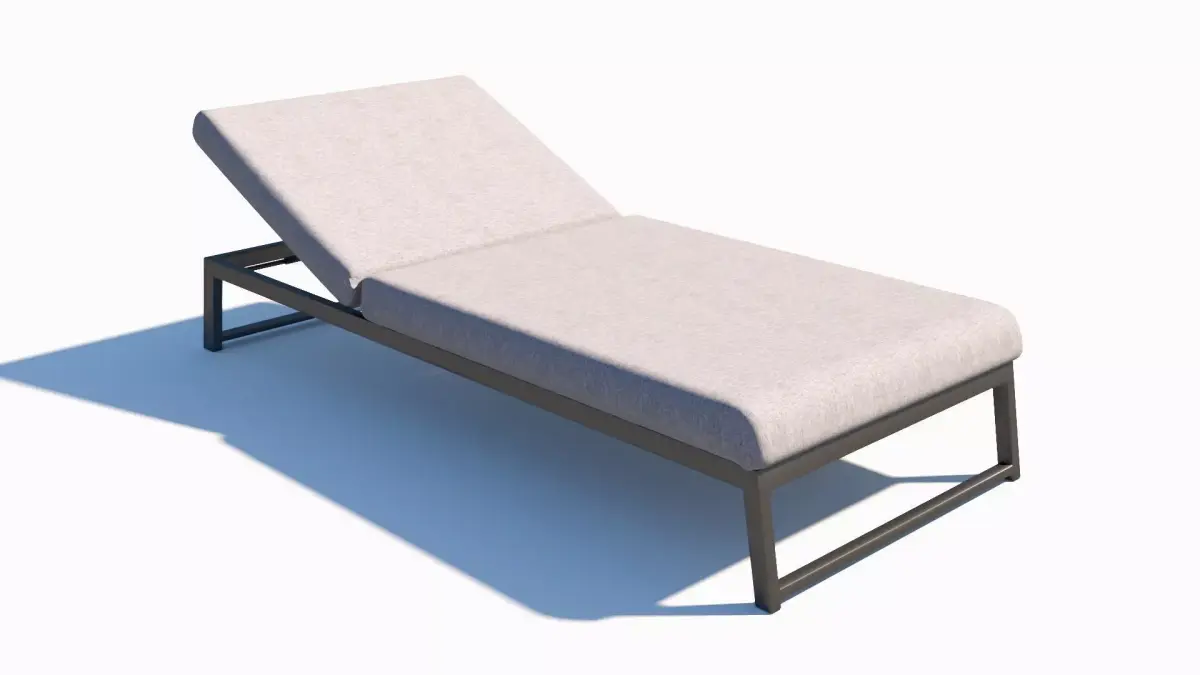 Outdoor Metal and Fabric Sunlounger Sunbed 3D model