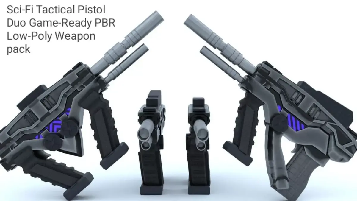 Sci-Fi Tactical Pistol Duo  Game-Ready PBR  Low-Poly Weapon Pack Low-poly 3D model
