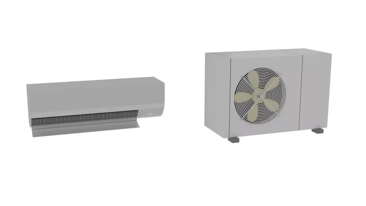 Modern AC Unit with Outdoor Condenser Low-poly 3D model