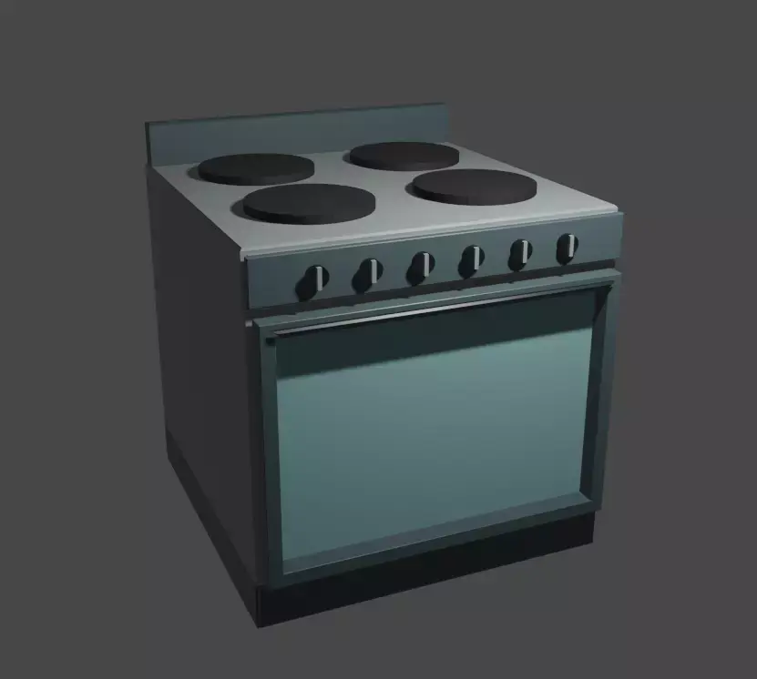 Low-poly oven stove with four burners Free low-poly 3D model