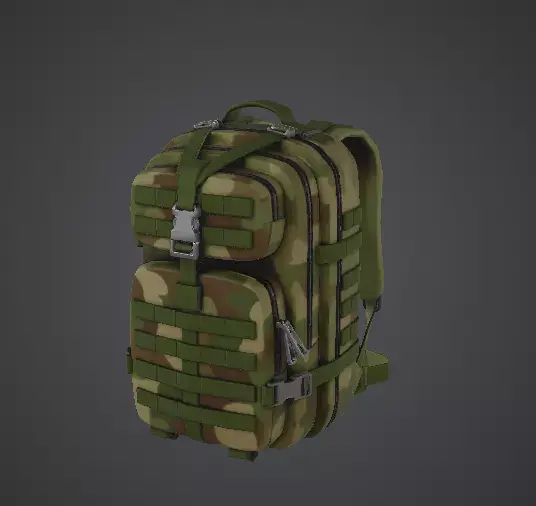 Low Poly Tactical Camouflage Military Backpack Low-poly 3D model