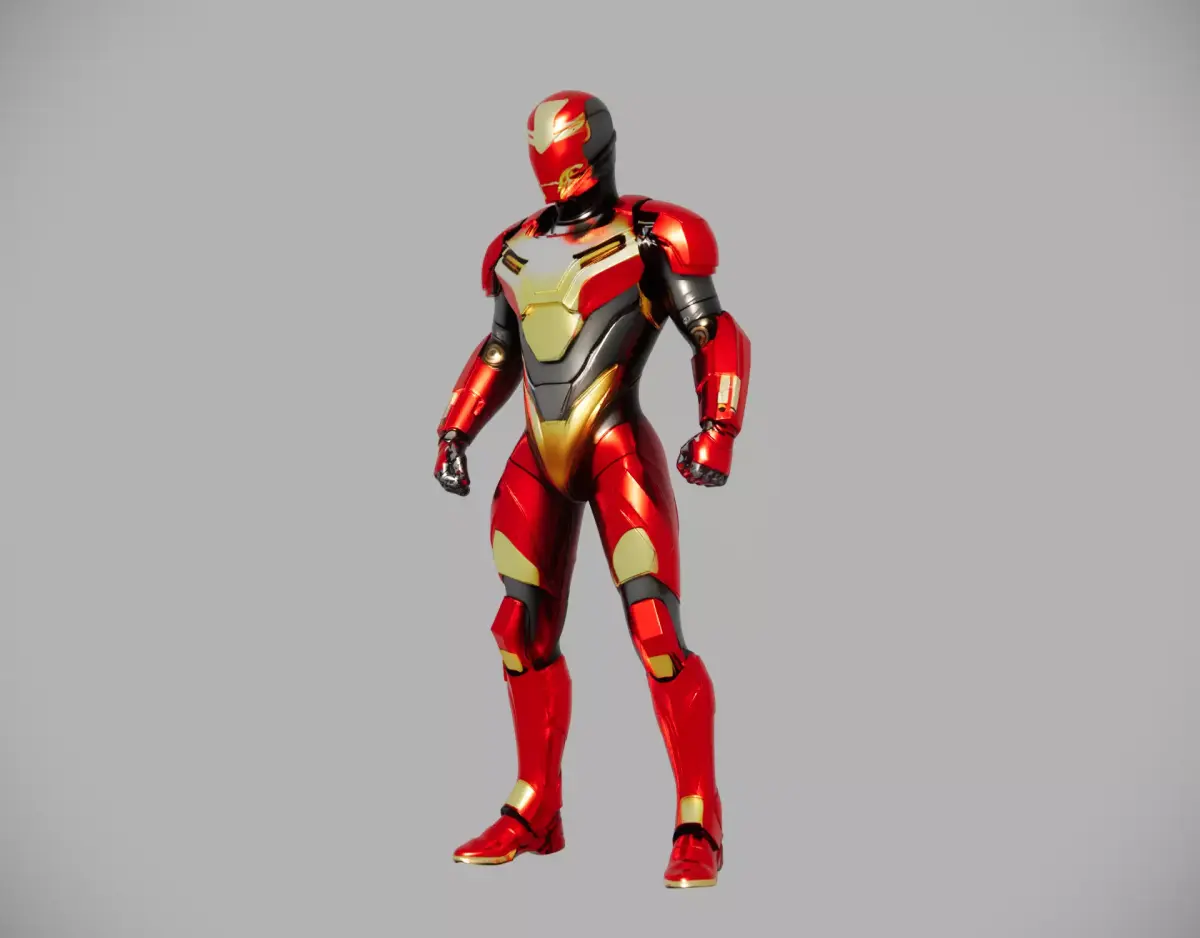 Red Gold SciFi Superhero Armor Low-poly 3D model