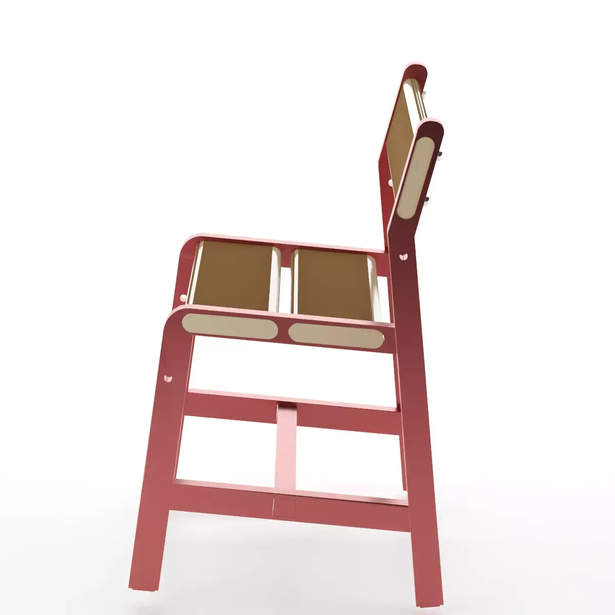 stull wooden chair with seat and back 3D model