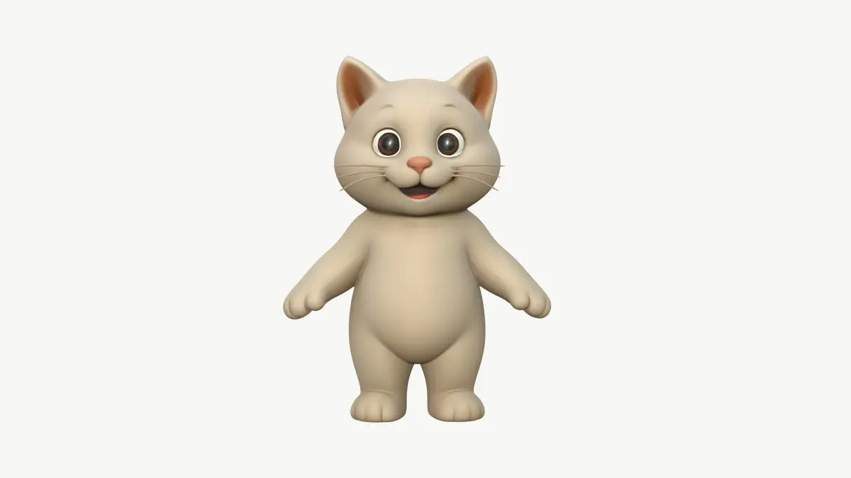 High-Quality Smiling Cartoon Cat 3D model