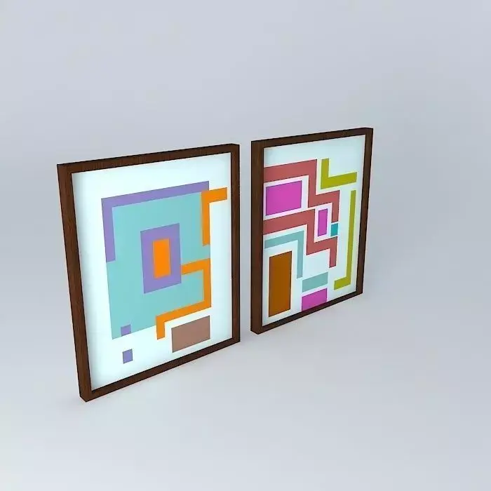 Abstract framed painting Free 3D model