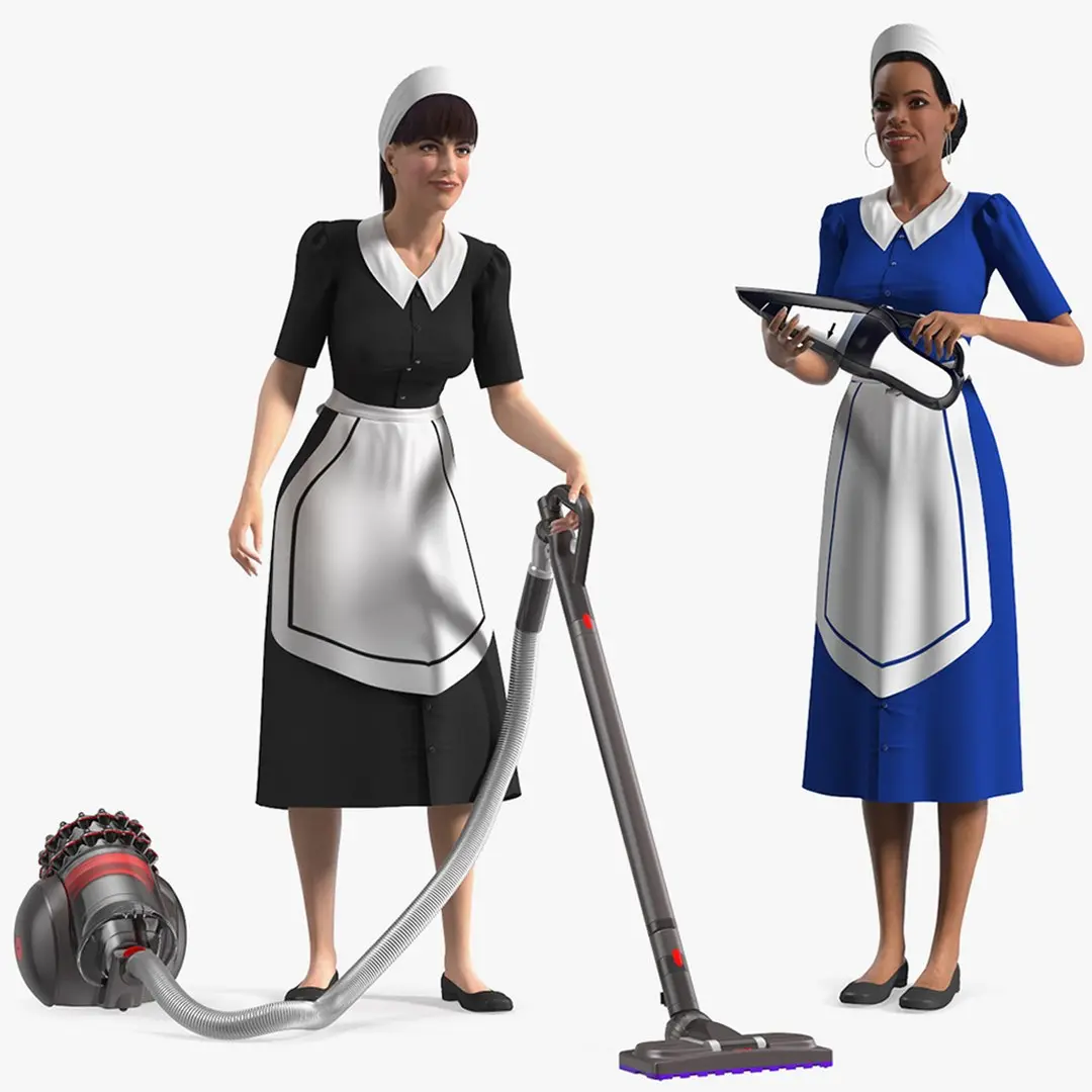 Rigged Housekeeping Maids Collection for Maya 3D model