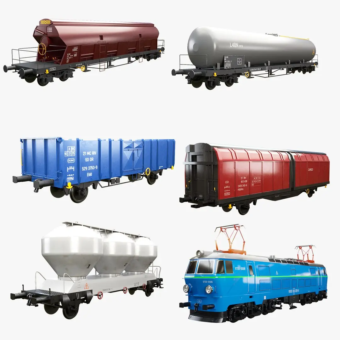 Railcars and Locomotive Collection V2 3D model