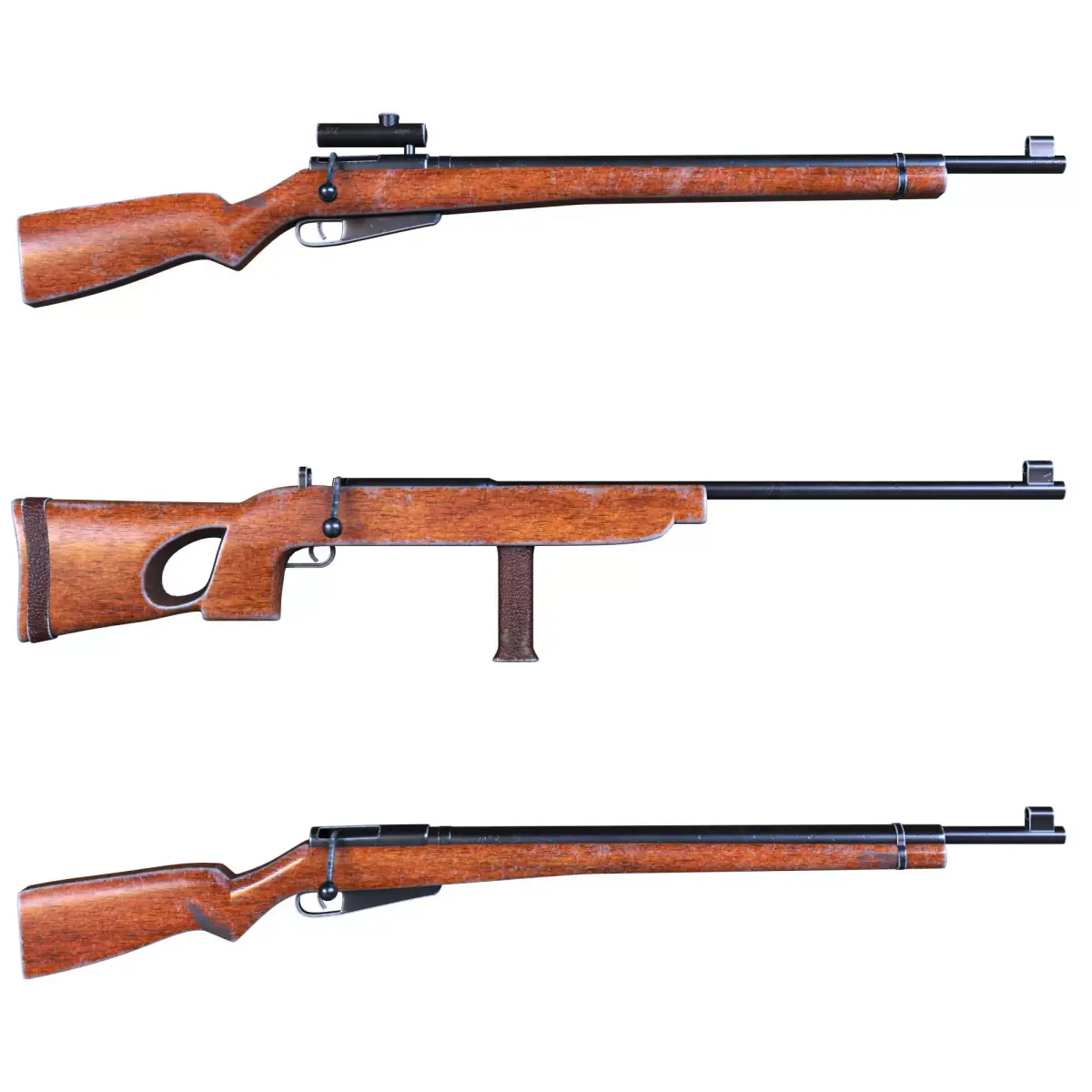 gun vintage 3 3D model