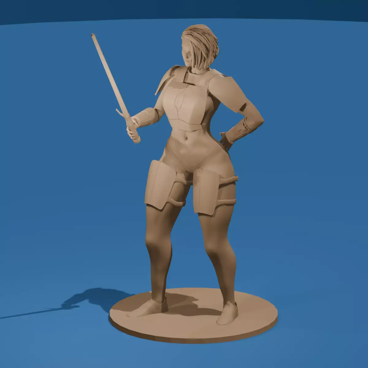 Bo the Armored Energy Sword Woman 3D print model