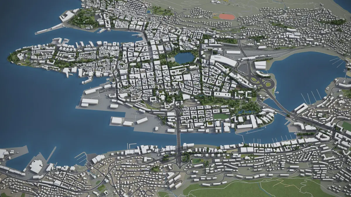 Bergen - city and surroundings 3D model