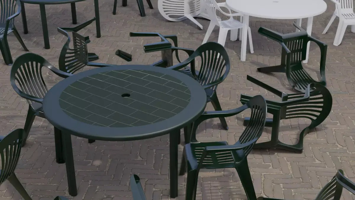 Plastic garden chair and table 3D model