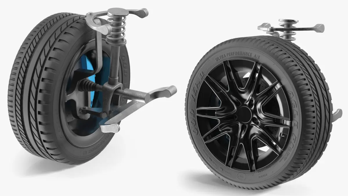 Front Car Wheel with Suspension 3D model