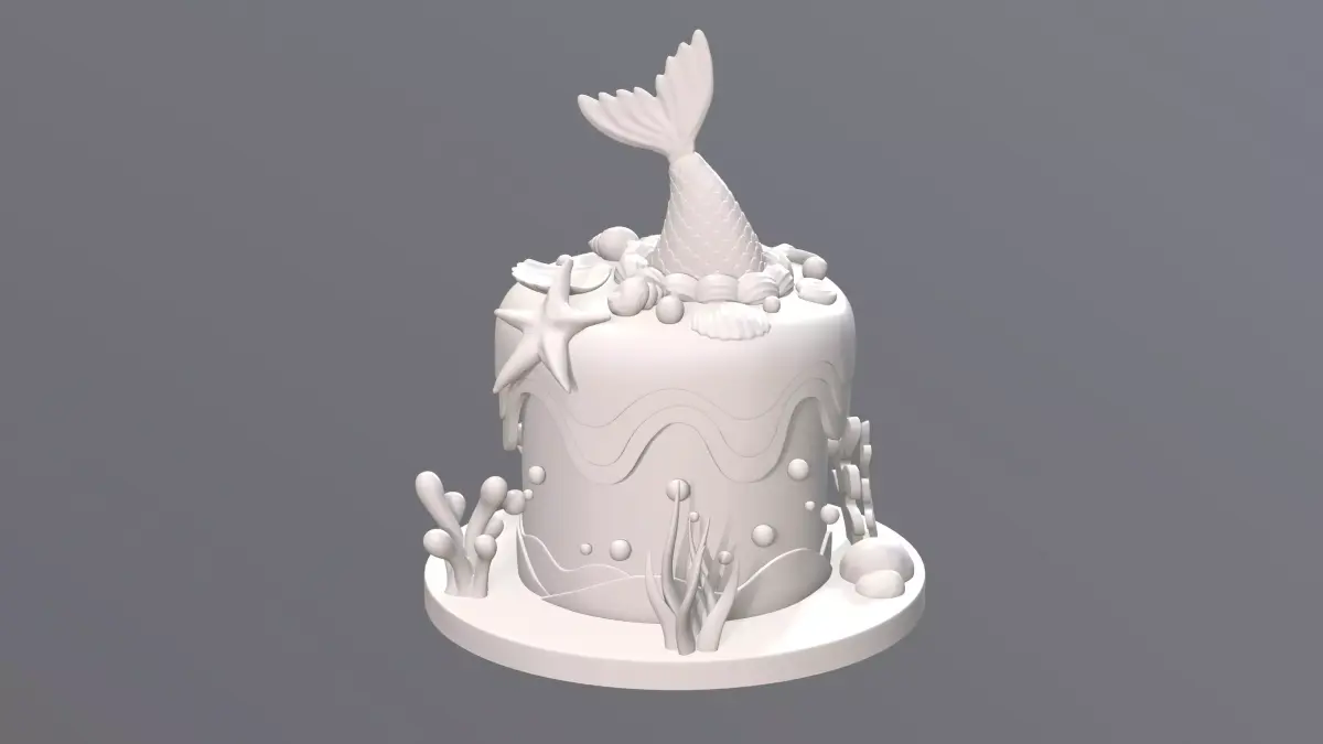 Marine-Themed Cake Storage Box 3D print model