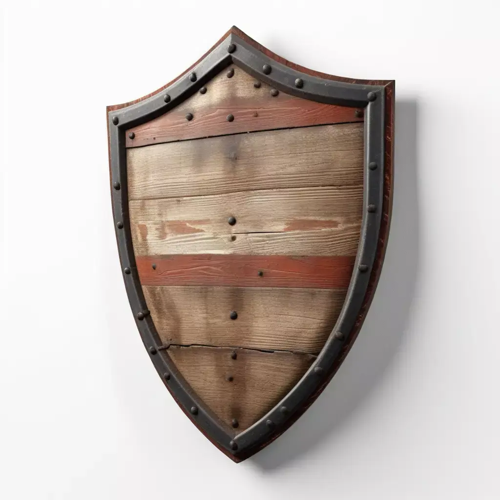 Damaged Wooden Shield with Iron Rim 3D model