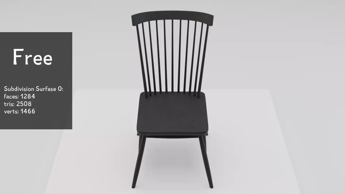 black wooden chair Free 3D model