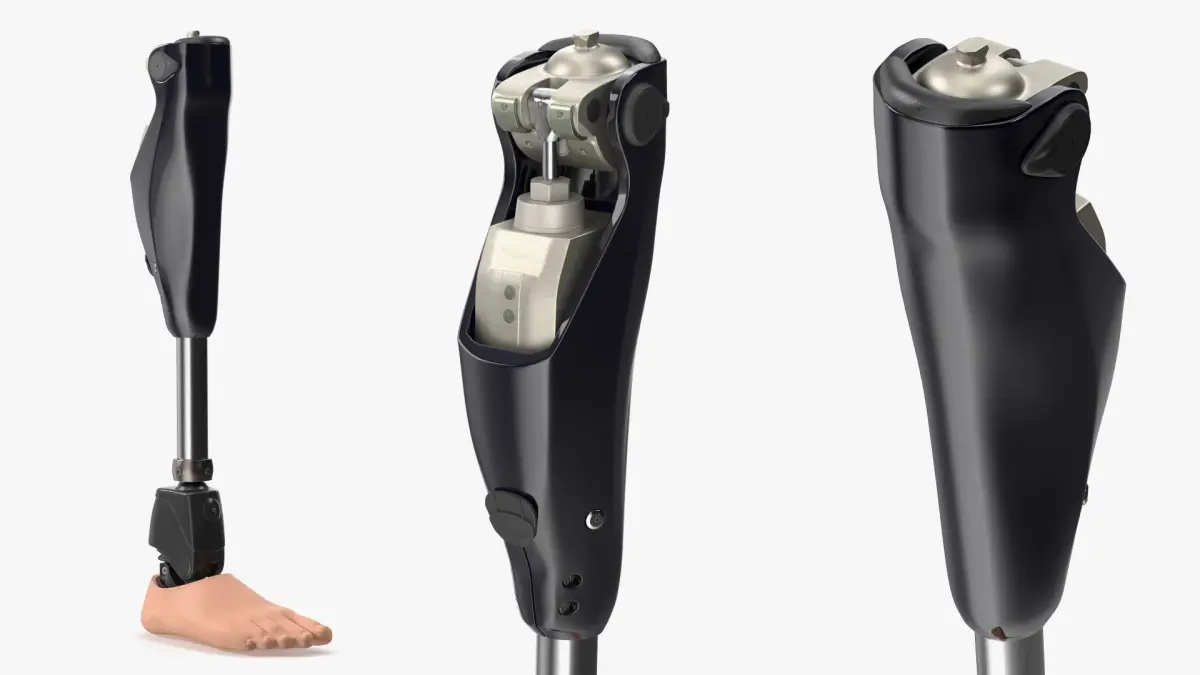 Microprocessor Prosthetic Leg with Foot Black 3D model