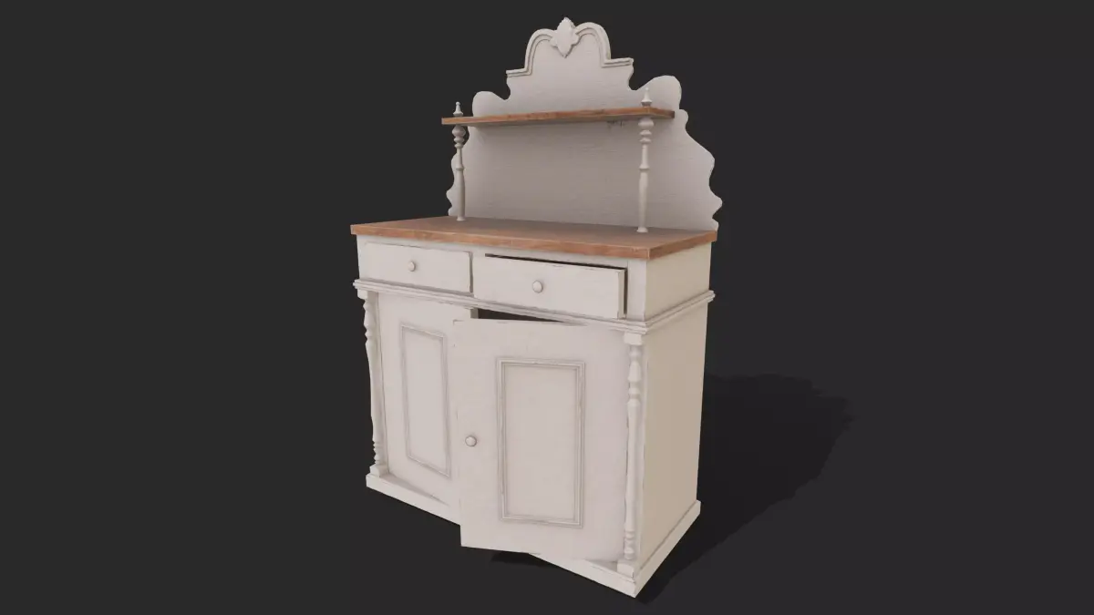 Hutch Cabinet Low-poly 3D model