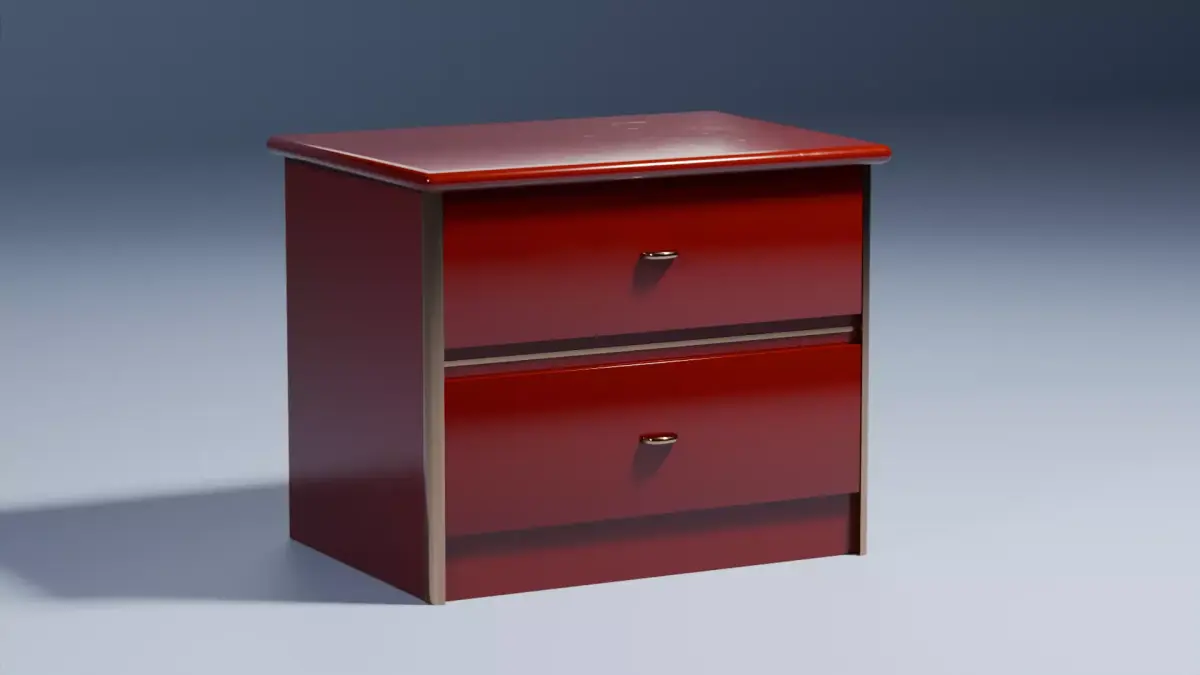 Red bedside table Free low-poly 3D model