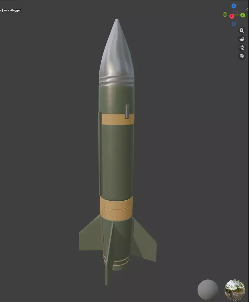 Low Poly Missile 3D Model 1440 Tris PBR Textures Game Ready Low-poly 3D model