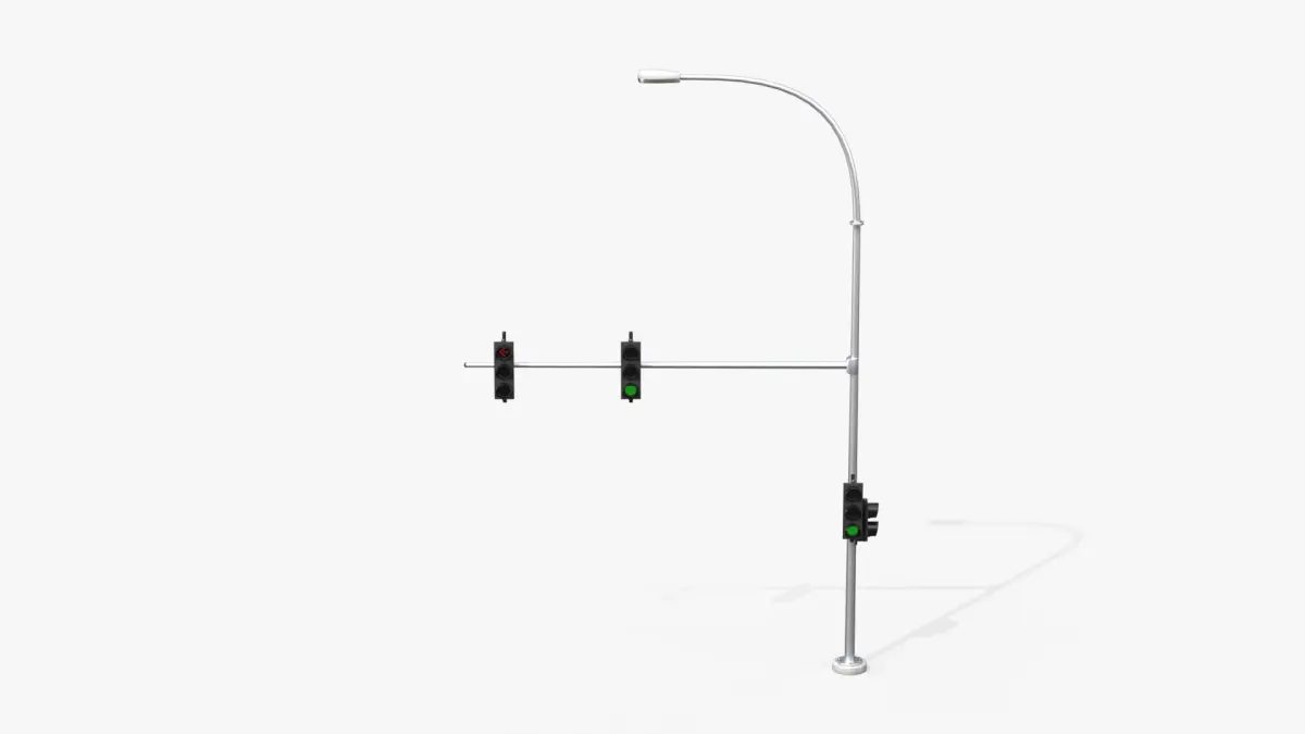 Traffic Light Assembly - Multi-Signal with Street Light 3D model