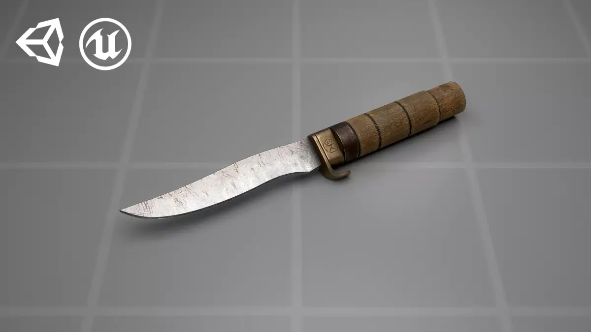 Used Soviet Knife Low-poly 3D model