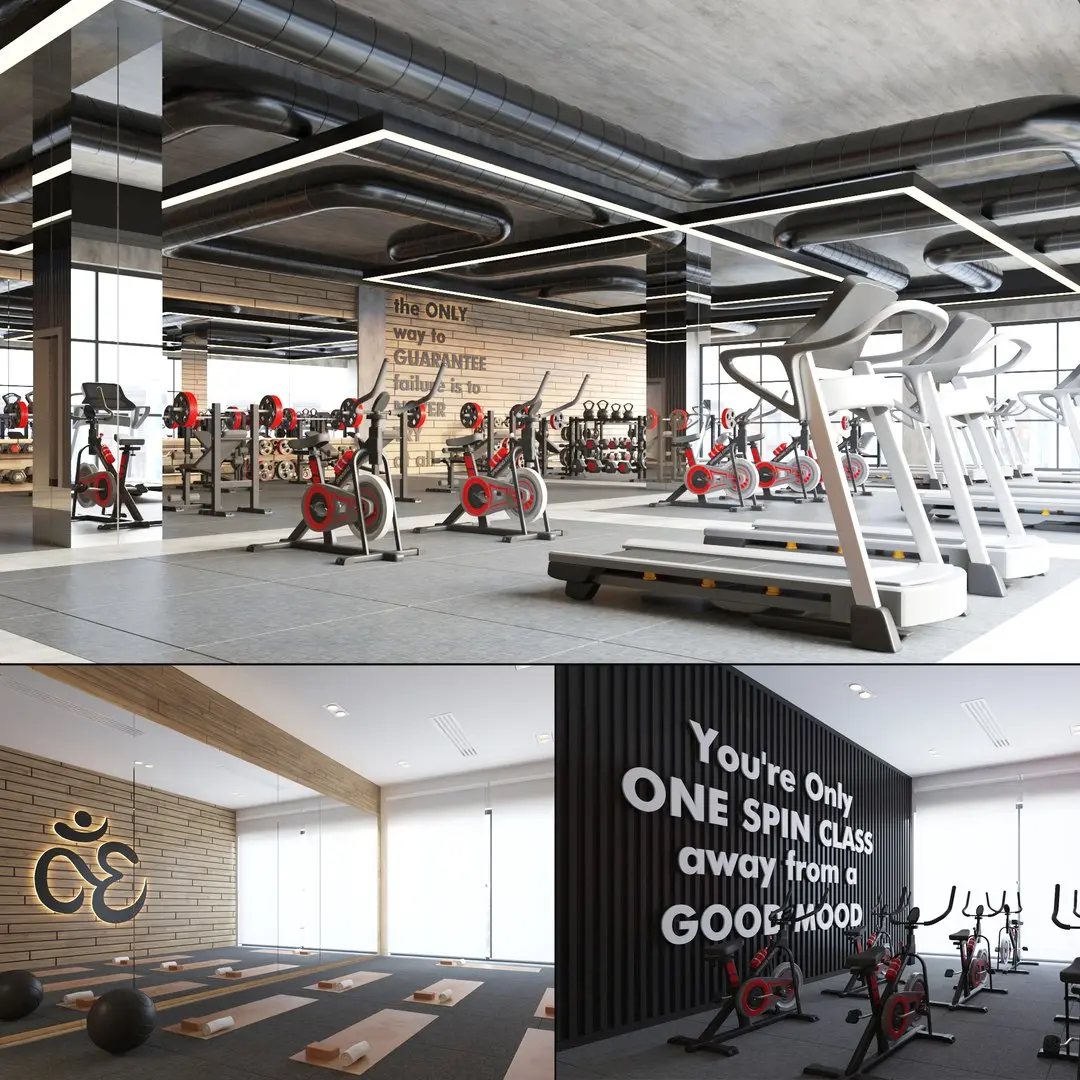 Fitness Center Gym Interior 3D model