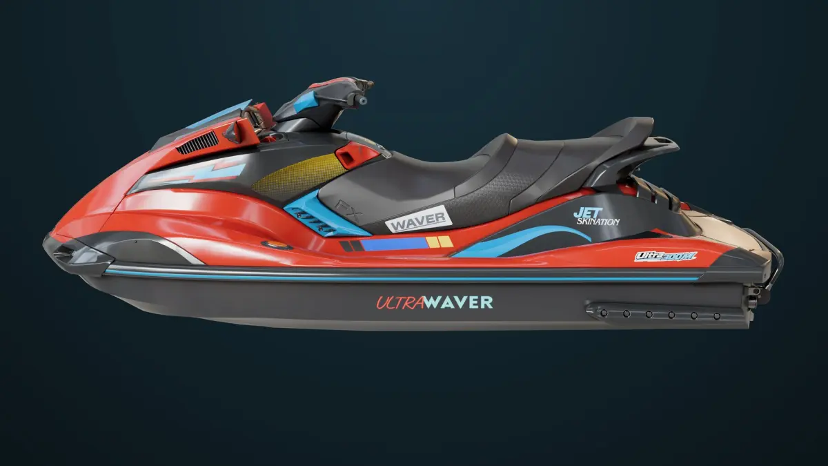Jet Ski 01 Red Generic All PBR Unity UE Textures 3D model