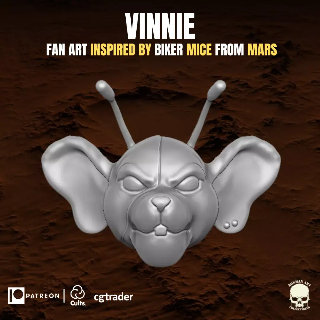 Vinnie fan art head for action figures inspired by BMFM 3D print model purchase