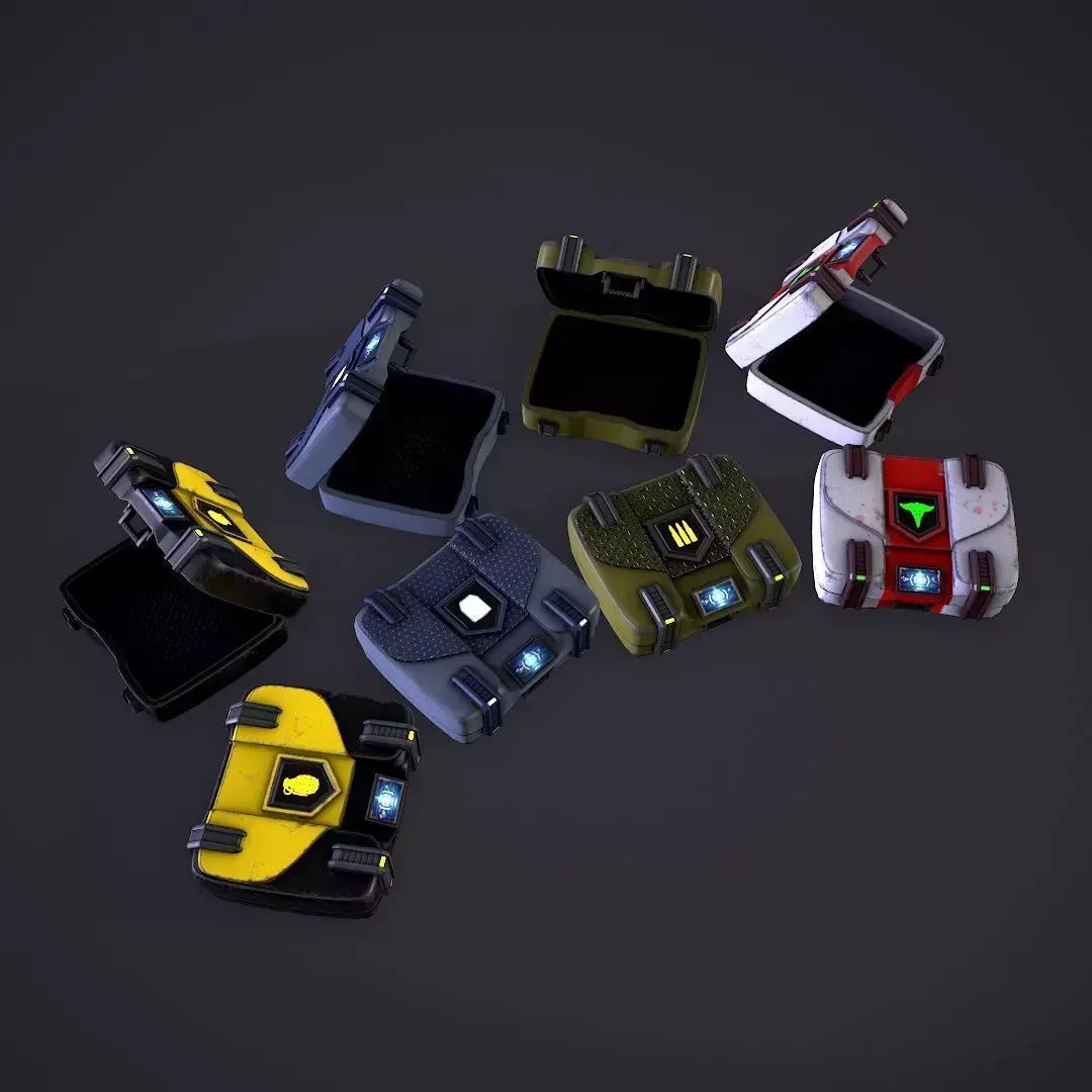 Various Scifi Crates Low-poly 3D model