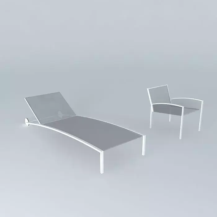 Lounger chair and screen and aluminum Free 3D model
