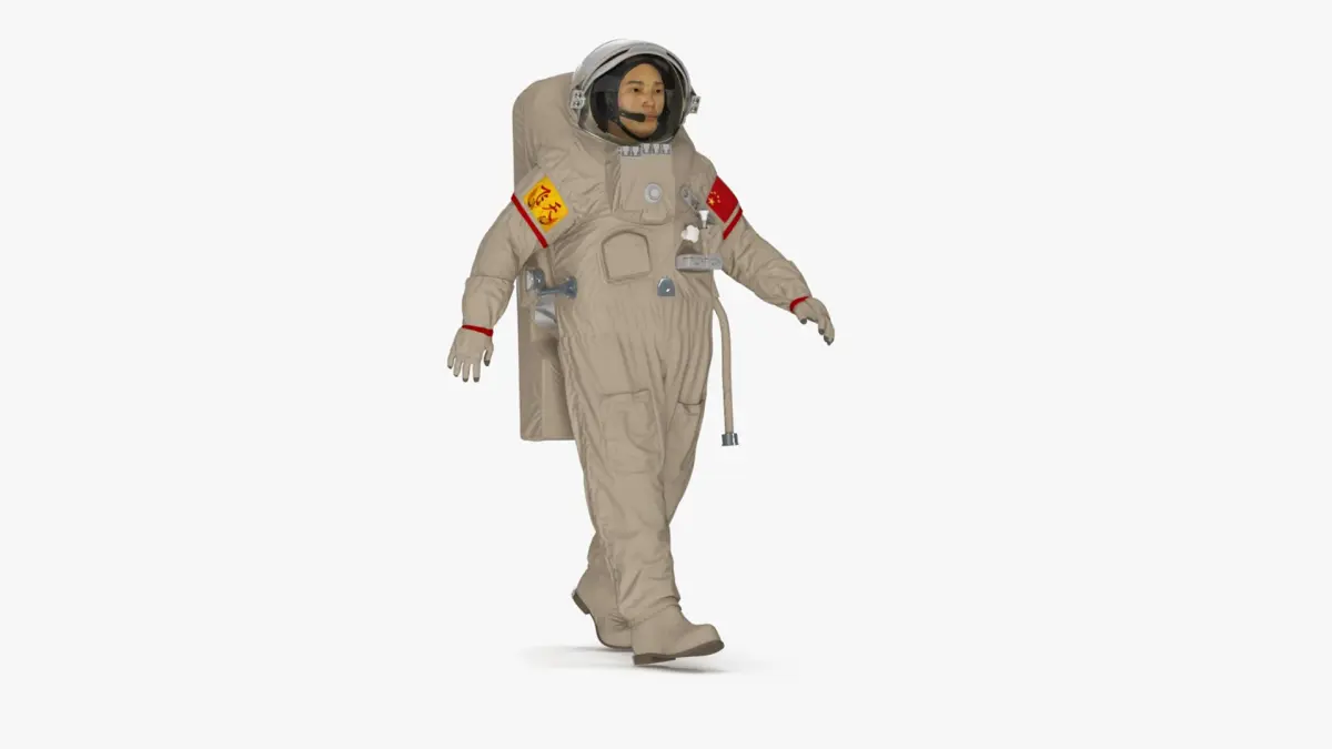 Astronaut Wearing Feitian Space Suit Rigged for Cinema 4D 3D model