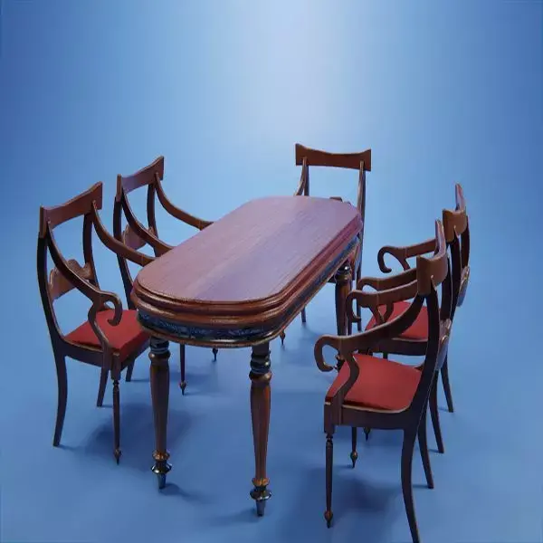 Set Wooden Furniture 3 3D model