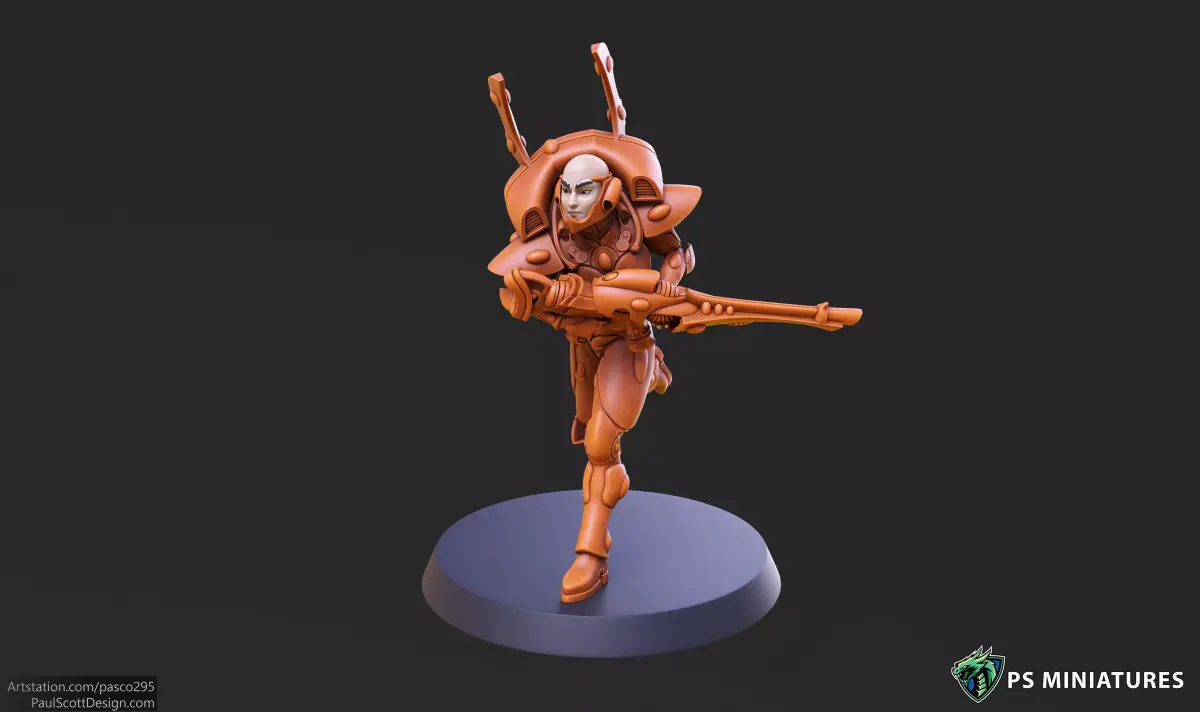 Space Elf Male Soldier Pose 3 - 5 Variants 3D print model