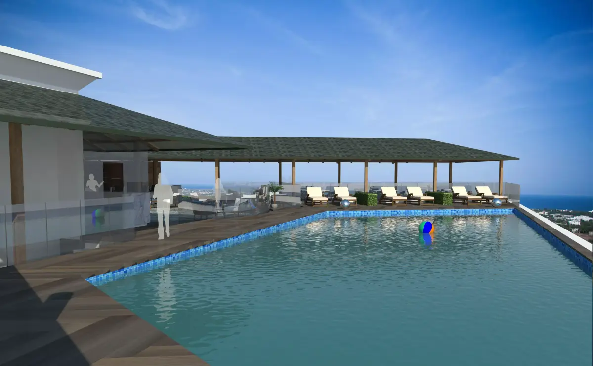 RESTAURANT swimming pool overlooking ocean 3D print model