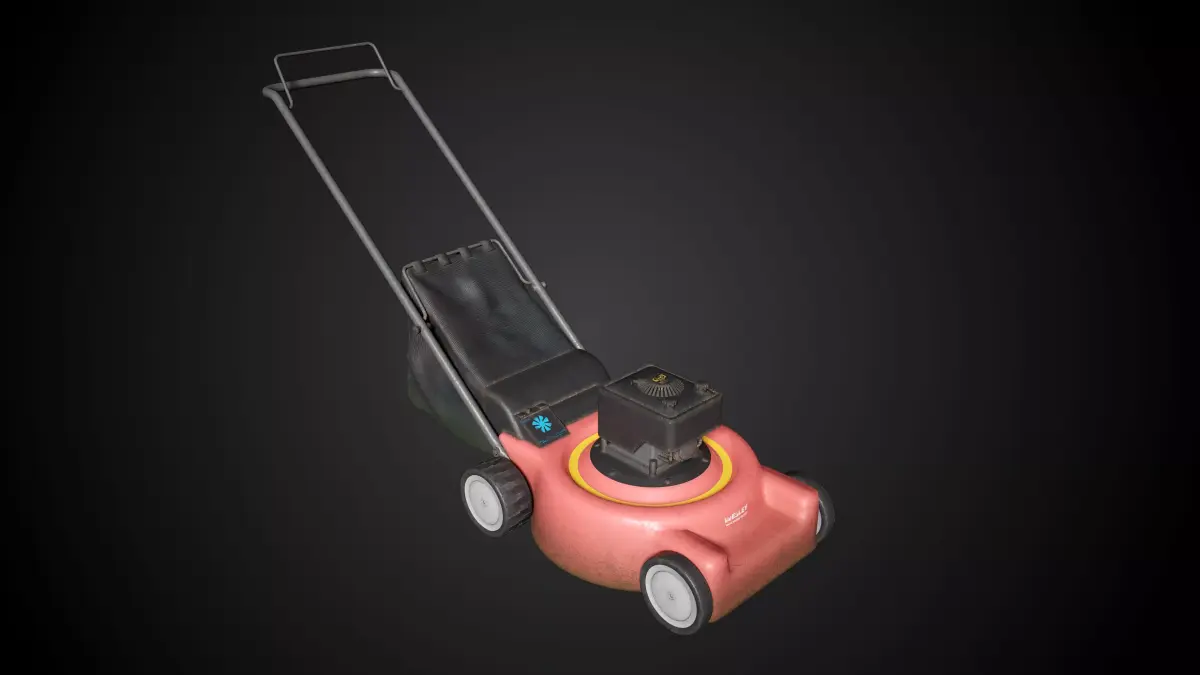 Lawn Mower Low-poly 3D model 2