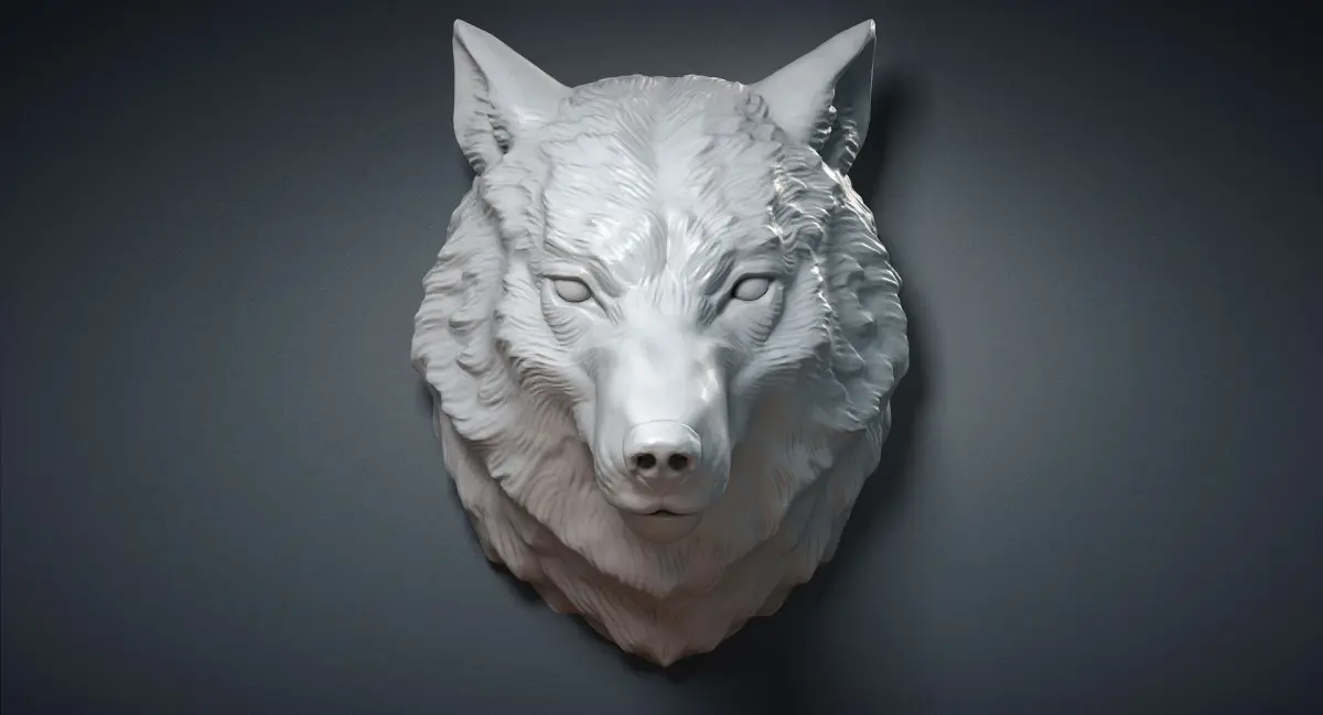 Wolf Head Sculpture Calm 3D model