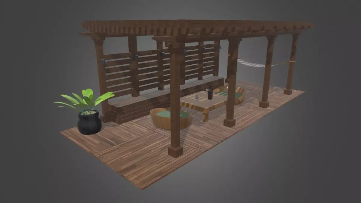 Terrace Wood Structure Low-poly 3D model