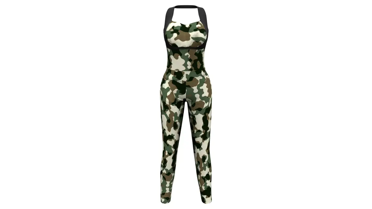 Female Military Camouflage Bodysuit Outfit Low-poly 3D model