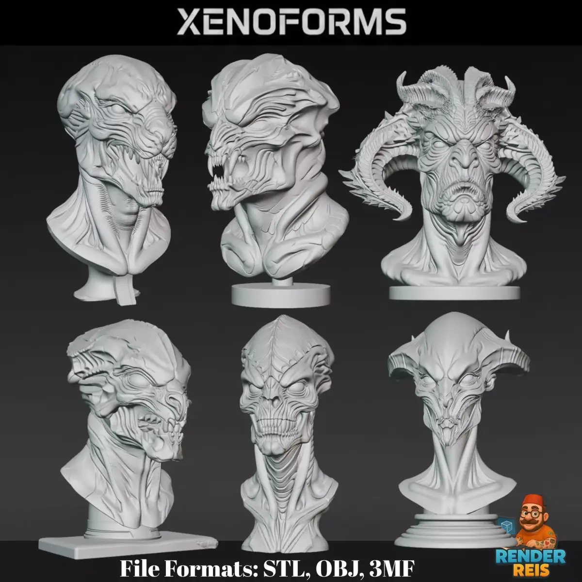 Xenoforms Galactic Evolution Busts 3D print model
