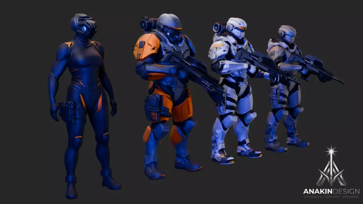 Sci-fi Soldiers 3D Model 3D model