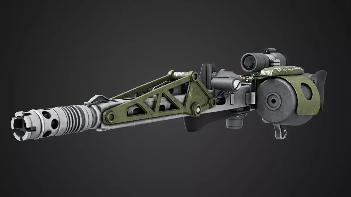 Futuristic Sci Fi Weapon  High Poly Mechanical Gun  Game Ready Low-poly 3D model