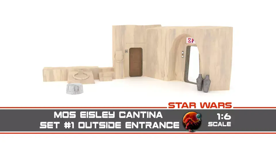 Set 1 Cantina main Entrance Outside 1-6 scale 3D Model Pack purchase