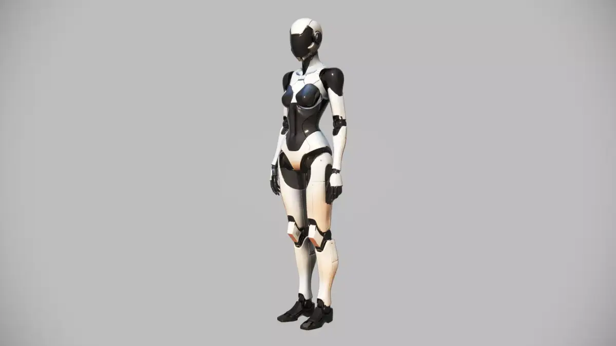 Futuristic Female Humanoid Robot Low-poly 3D model