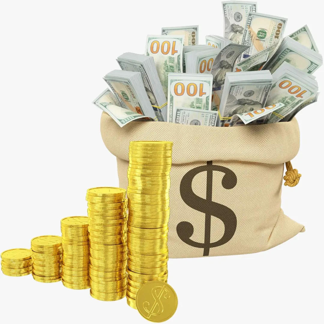 Money Bag and Coins Stacks Collection V3 3D model