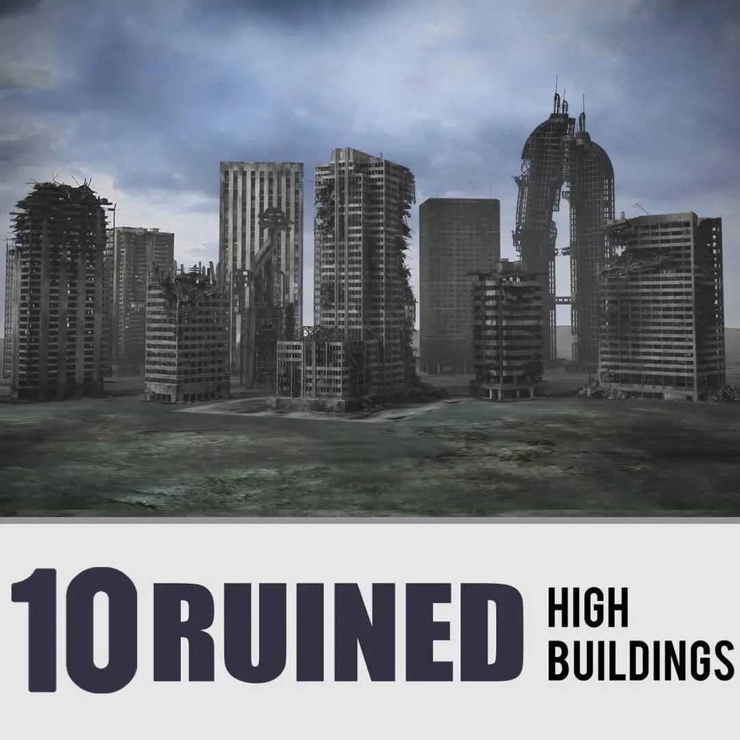 Destroyed Ruin Abandoned Buildings 3 3D model