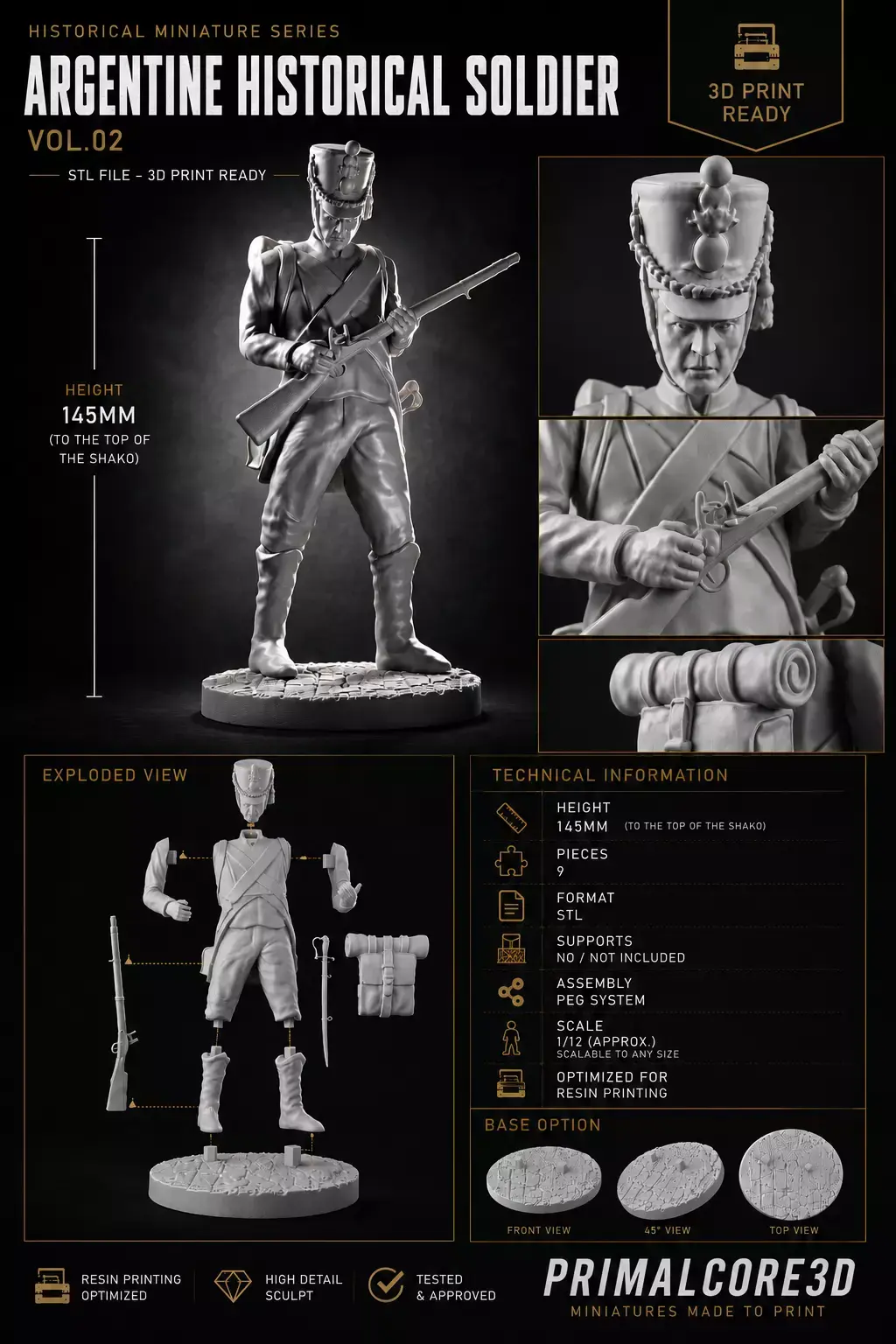 Argentine Historical Soldier -  3D Printable STL Miniature 3D print model